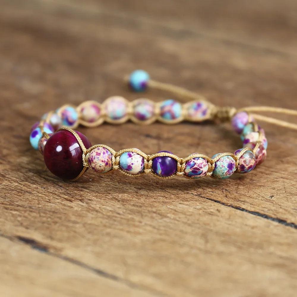 Pulsera Femenina Trenzada Con Cuentas - Piedra Mistica