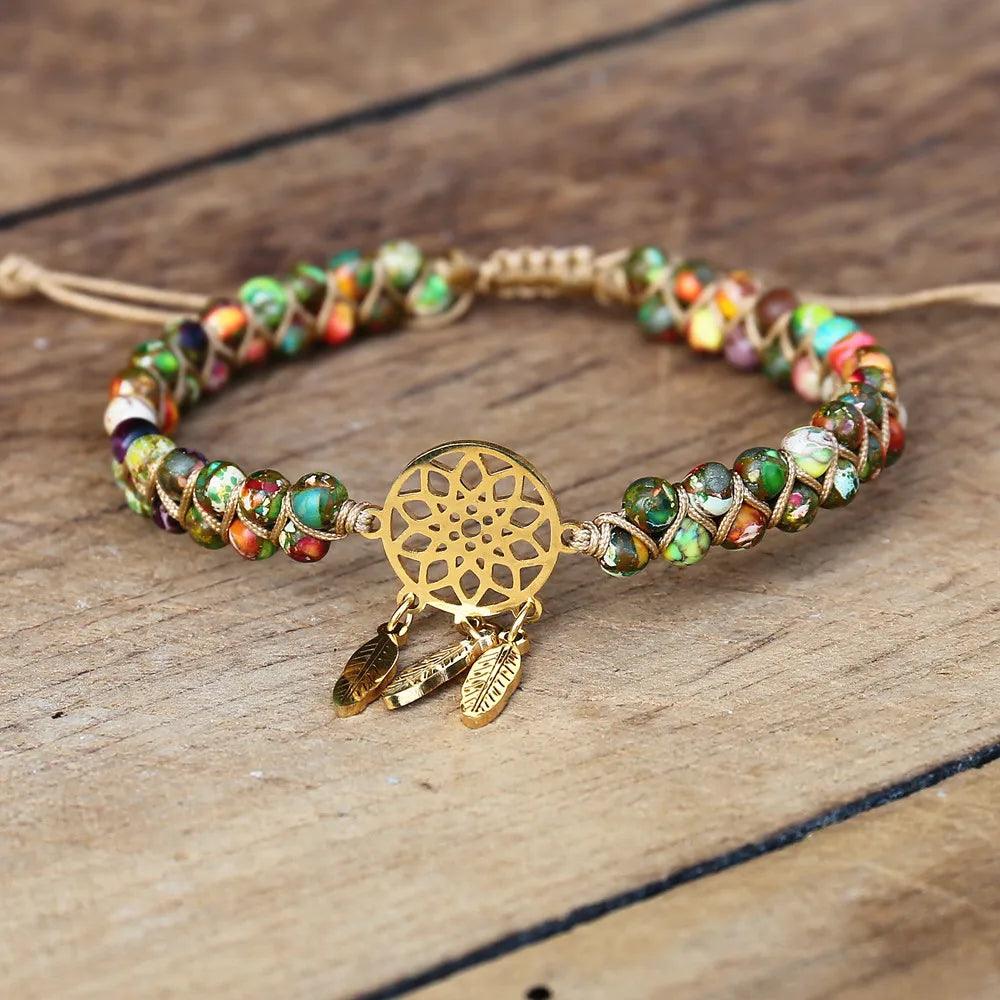 Pulsera Mandala Cuentas Verde - Piedra Mistica