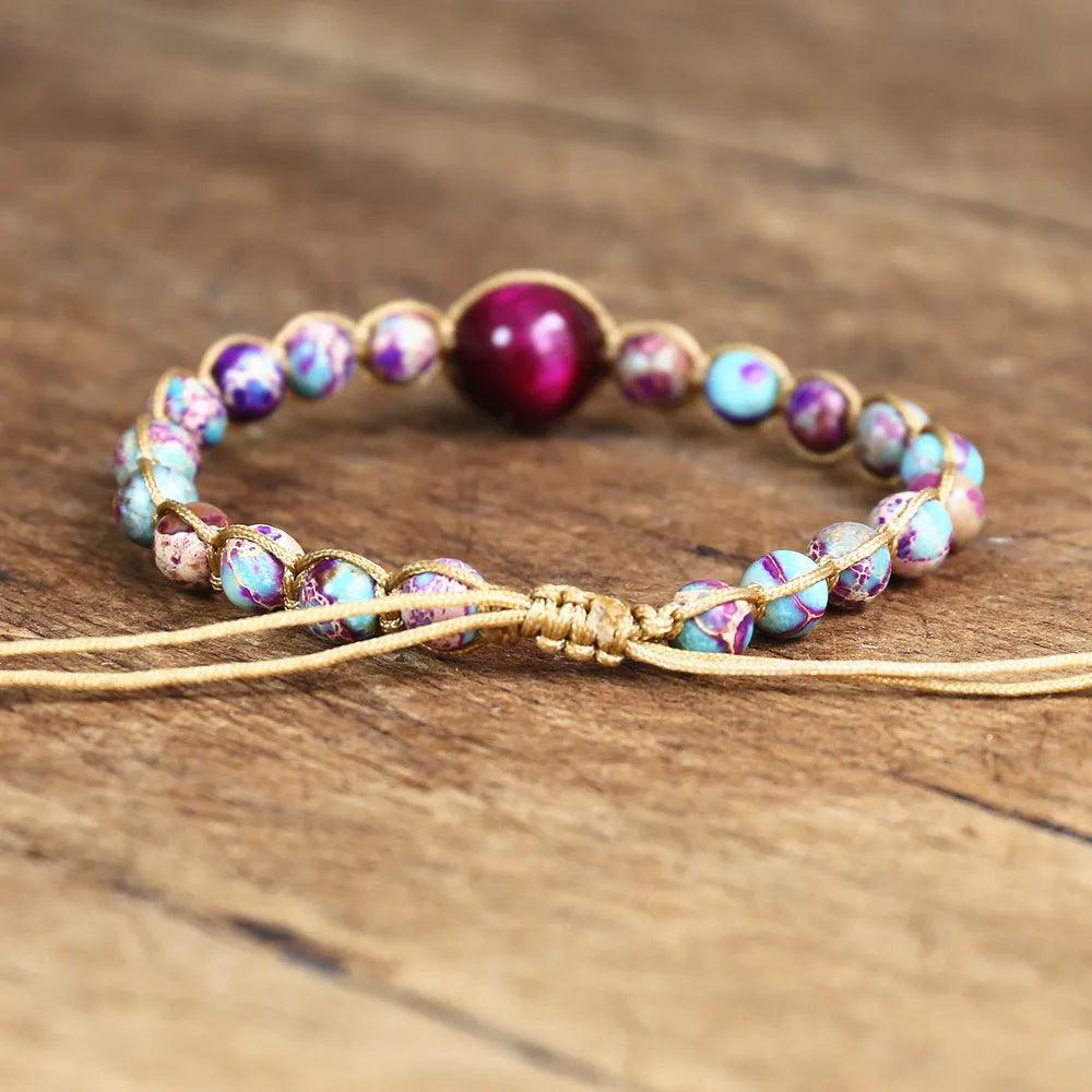 Pulsera Femenina Trenzada Con Cuentas - Piedra Mistica