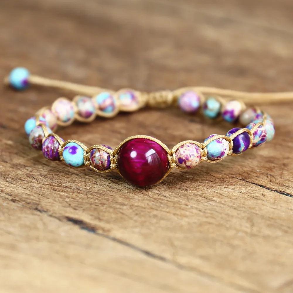 Pulsera Femenina Trenzada Con Cuentas - Piedra Mistica