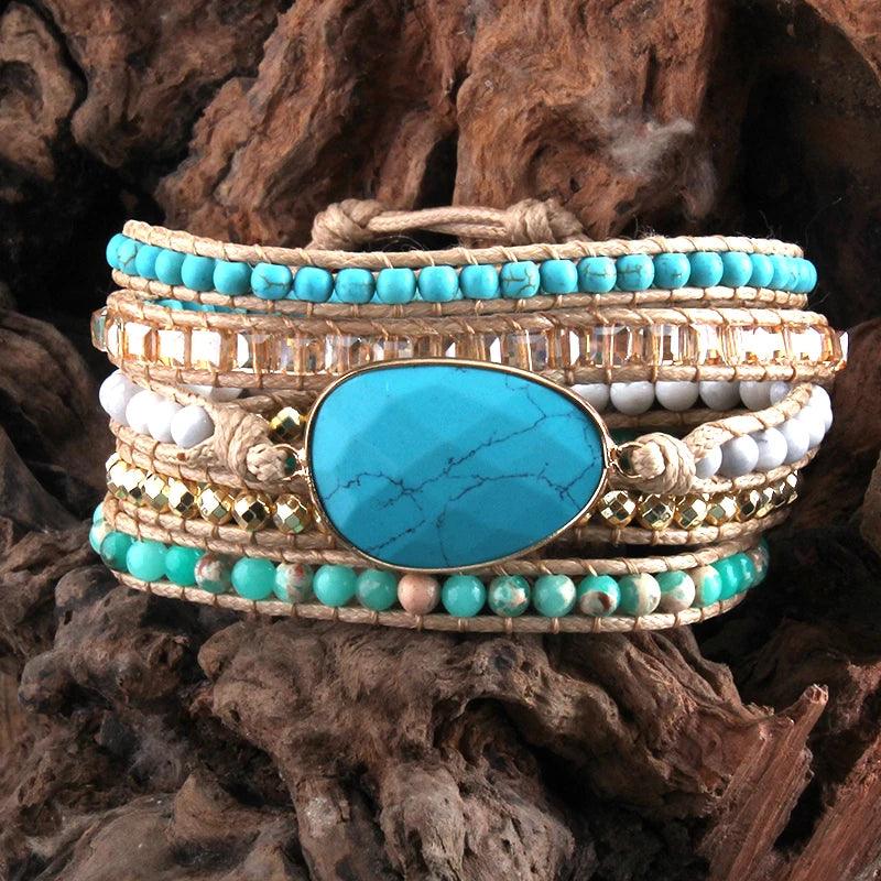 Pulsera Ajustable Piedra Turquesa - Piedra Mistica