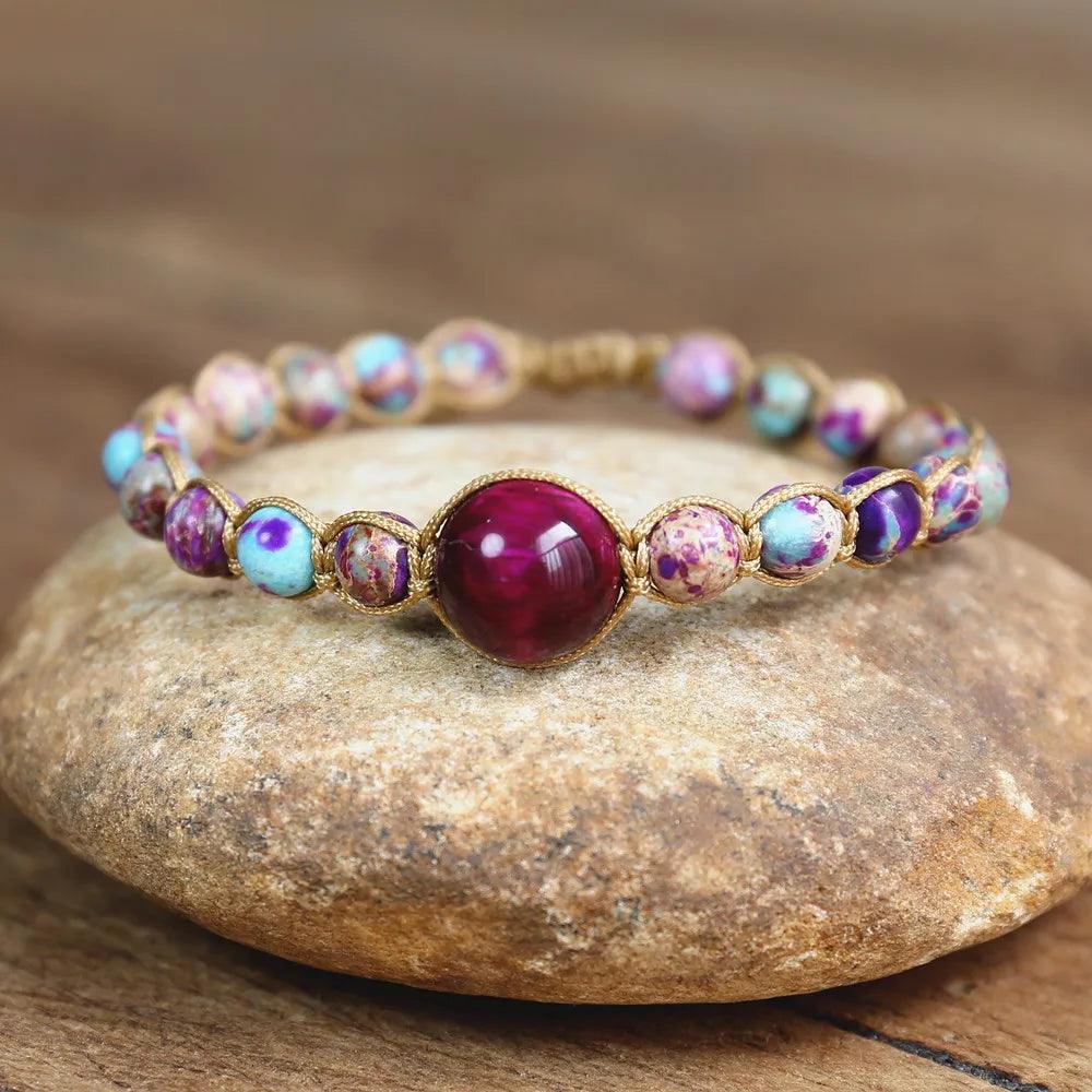 Pulsera Femenina Trenzada Con Cuentas - Piedra Mistica