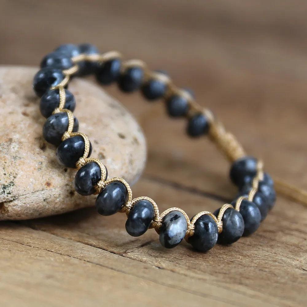 Pulsera Trenzada Labradorita Negra - Piedra Mistica