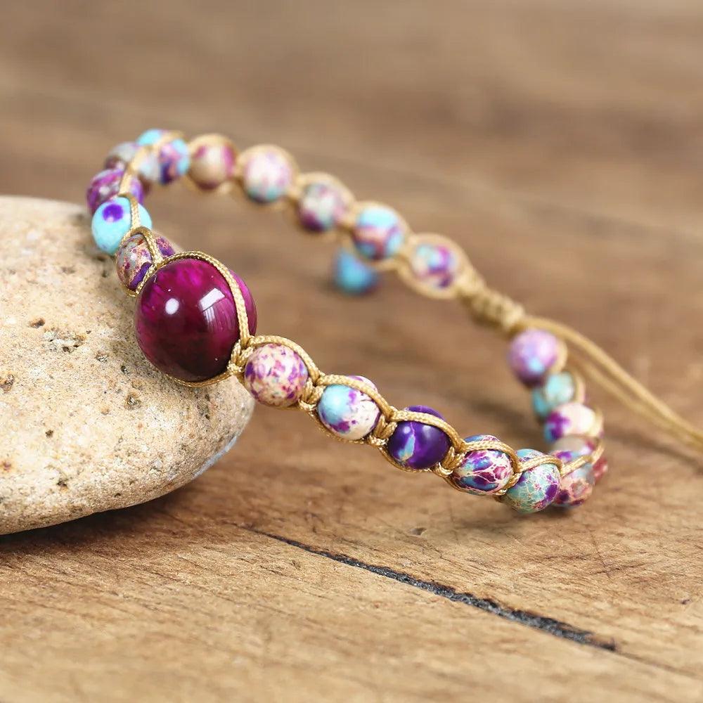 Pulsera Femenina Trenzada Con Cuentas - Piedra Mistica