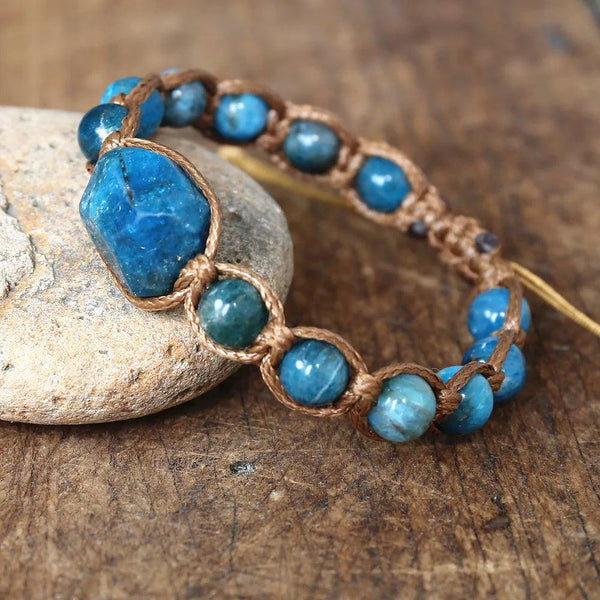 Pulsera Apatita Cuentas Azules - Piedra Mistica
