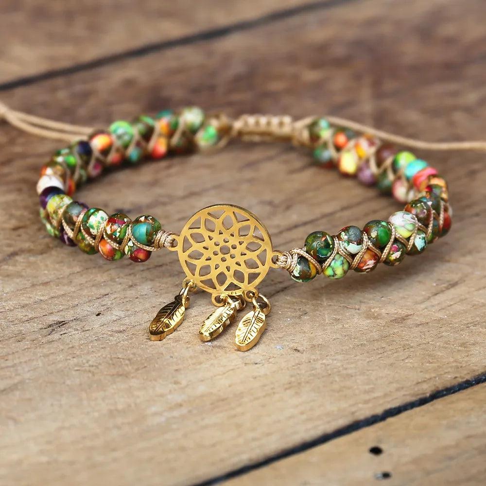 Pulsera Mandala Cuentas Verde - Piedra Mistica