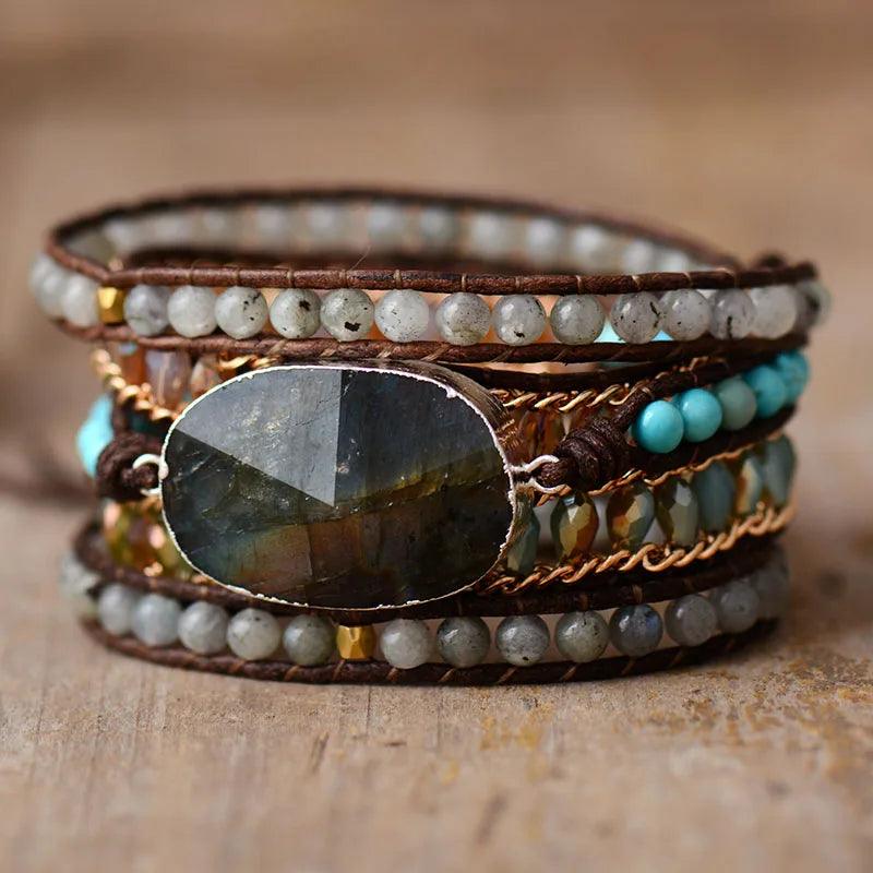 Pulsera Labradorita Ajustable - Piedra Mistica