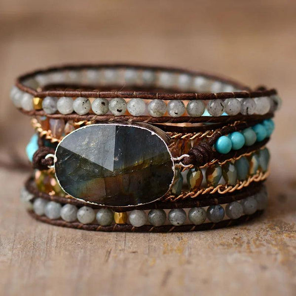 Pulsera Labradorita Ajustable - Piedra Mistica