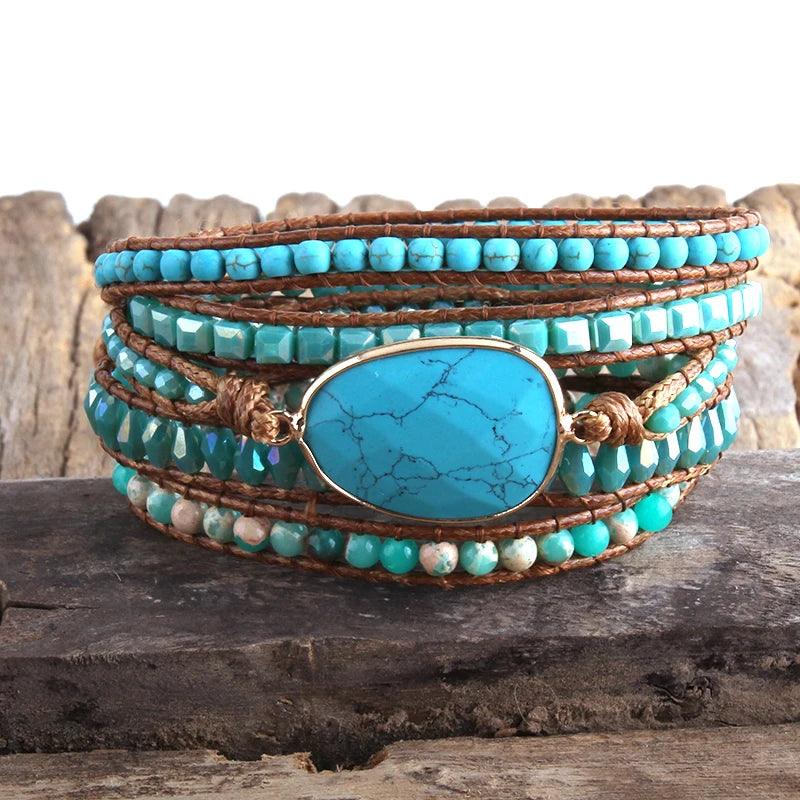 Pulsera Ajustable Piedra Turquesa - Piedra Mistica