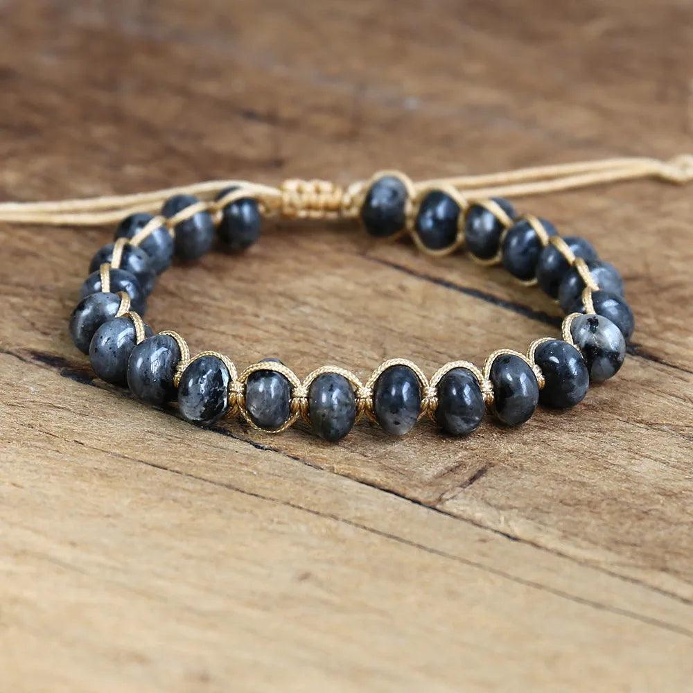 Pulsera Trenzada Labradorita Negra - Piedra Mistica