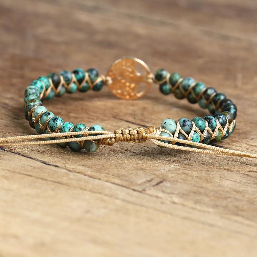 Pulsera Trenzada Árbol De La Vida - Piedra Mistica
