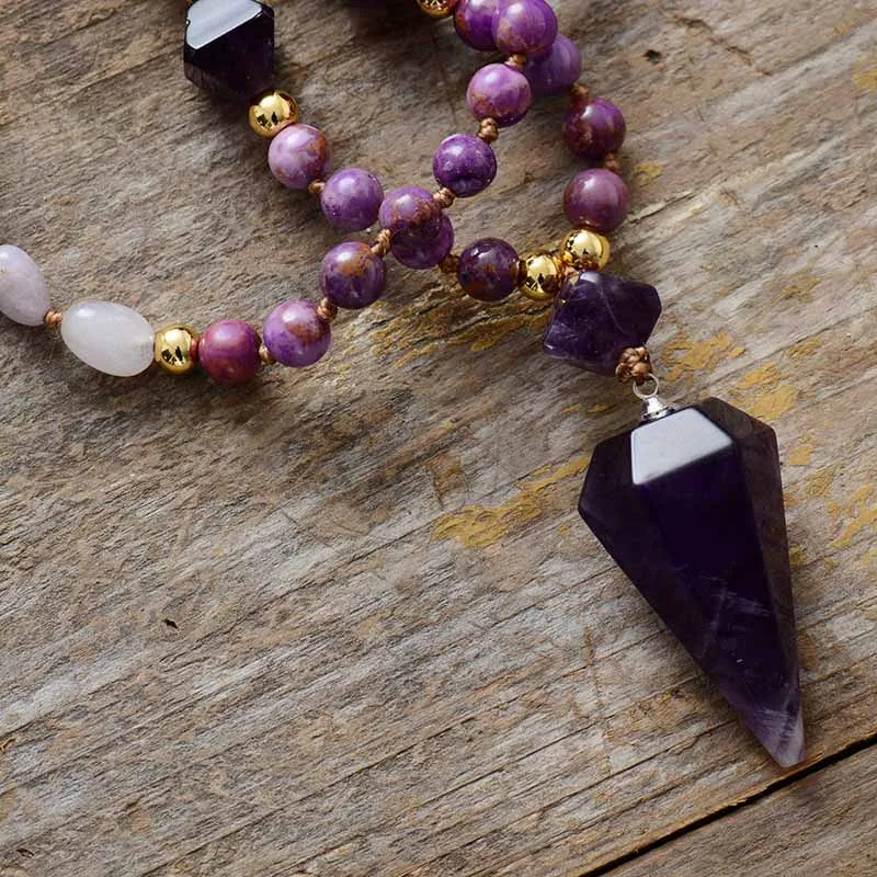 Collar Lariat Con Amatista - Piedra Mistica