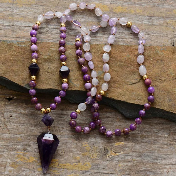 Collar Lariat Con Amatista - Piedra Mistica
