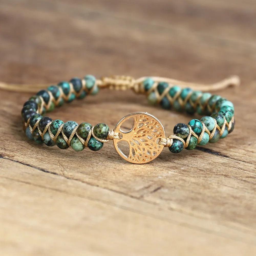 Pulsera Trenzada Árbol De La Vida - Piedra Mistica
