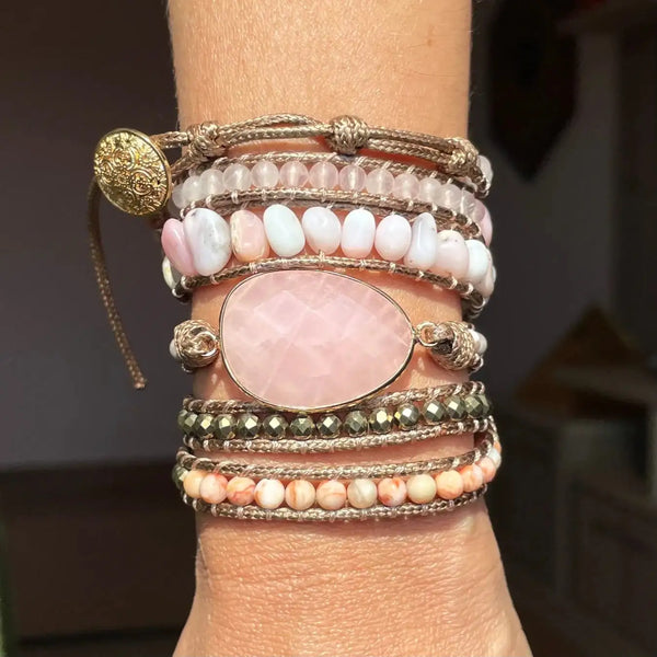 Pulsera Amorae - Cuarzo Rosa y Jaspe