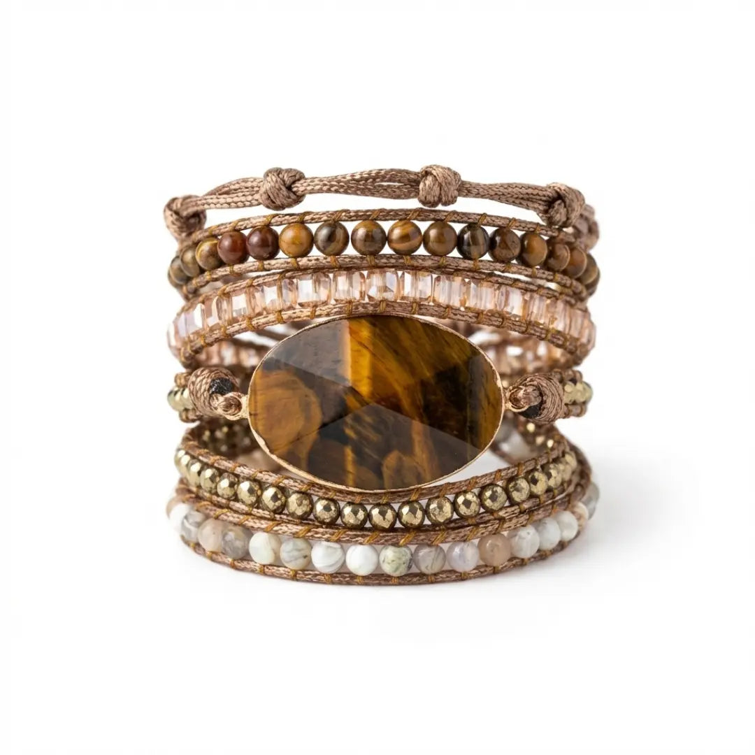 Pulsera Guerrera Interior - Ojo de Tigre Dorado