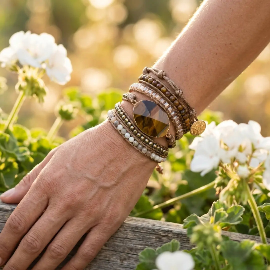 Pulsera Guerrera Interior - Ojo de Tigre Ajustable uso diario