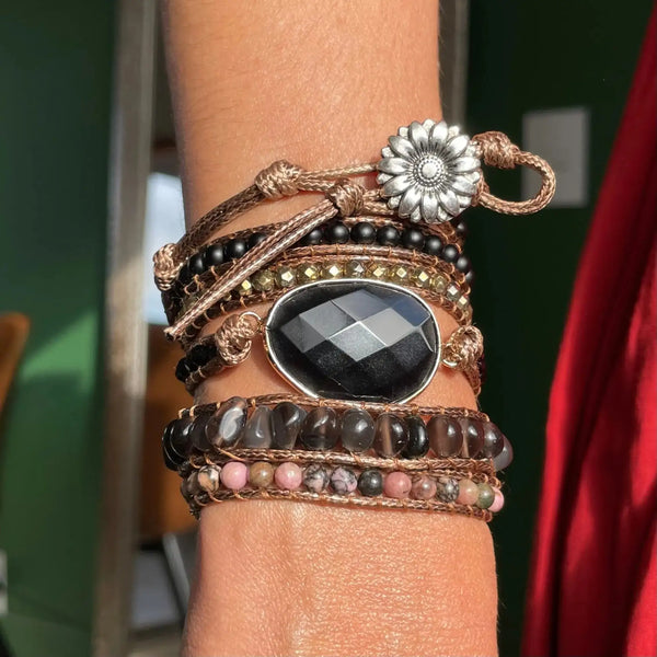 Pulsera Noire Renacimiento Elegante - Obsidiana Negra