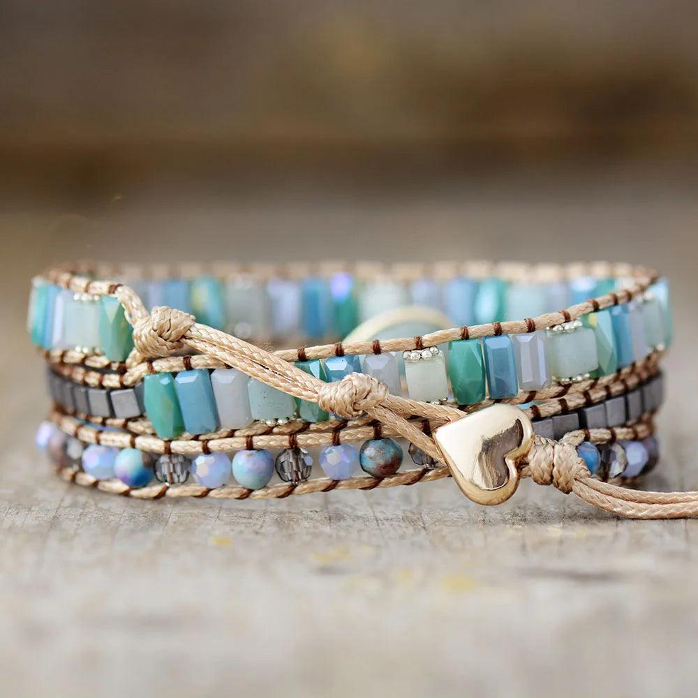 Pulsera Artesanal Ojo De Tigre Amazonita - Piedra Mistica