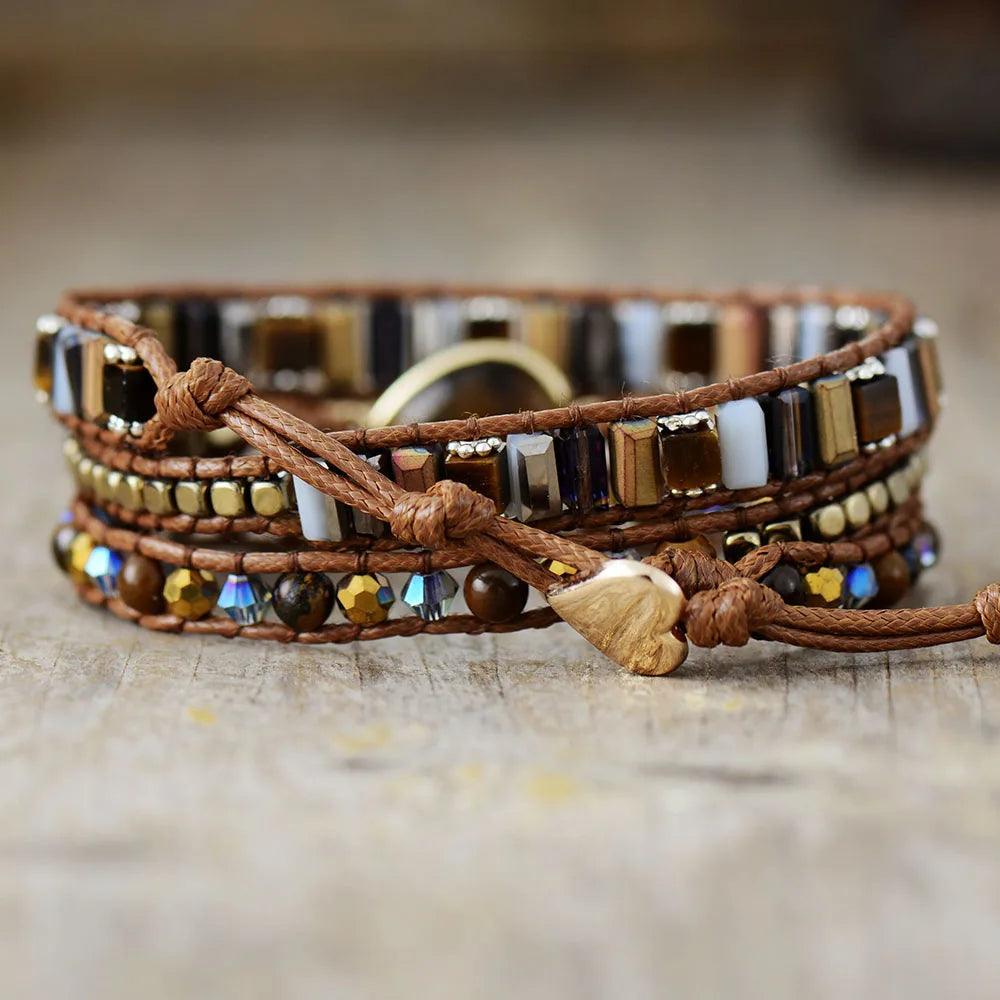 Pulsera Artesanal Ojo De Tigre Amazonita - Piedra Mistica