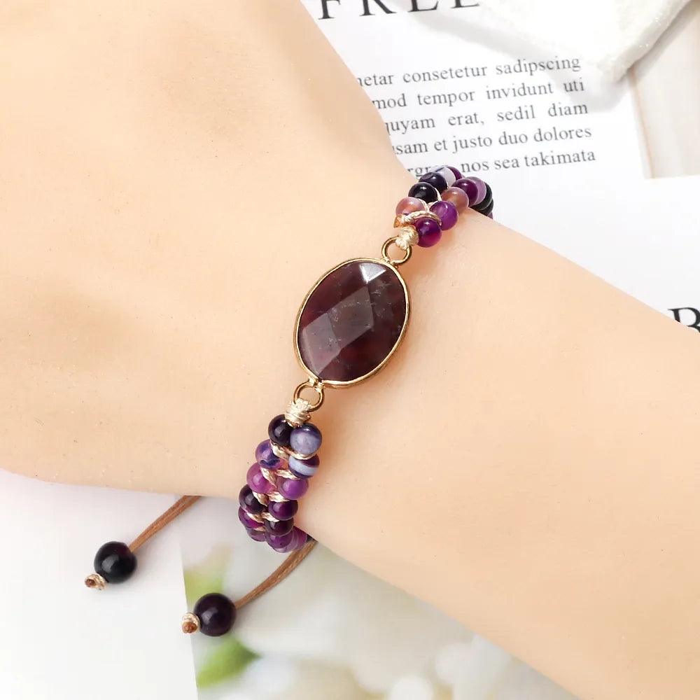 Pulsera Cuentas Amatista Morada - Piedra Mistica
