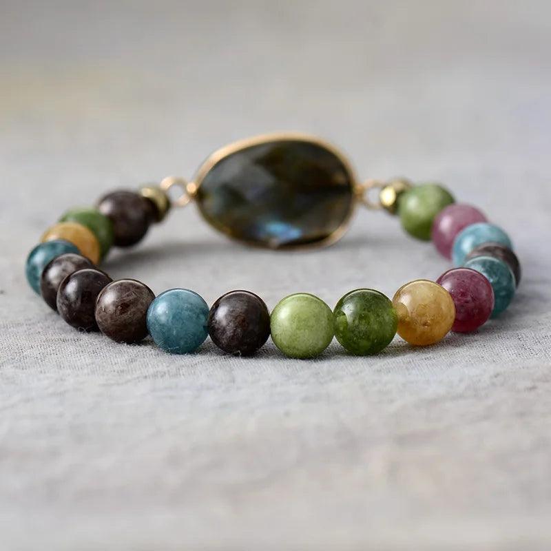 Pulsera Cuentas Multicolor Labradorita - Piedra Mistica