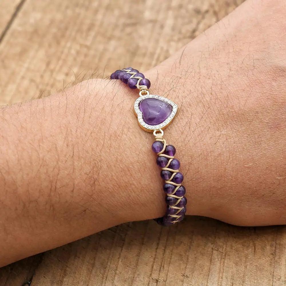 Pulsera Corazón Amatista - Piedra Mistica