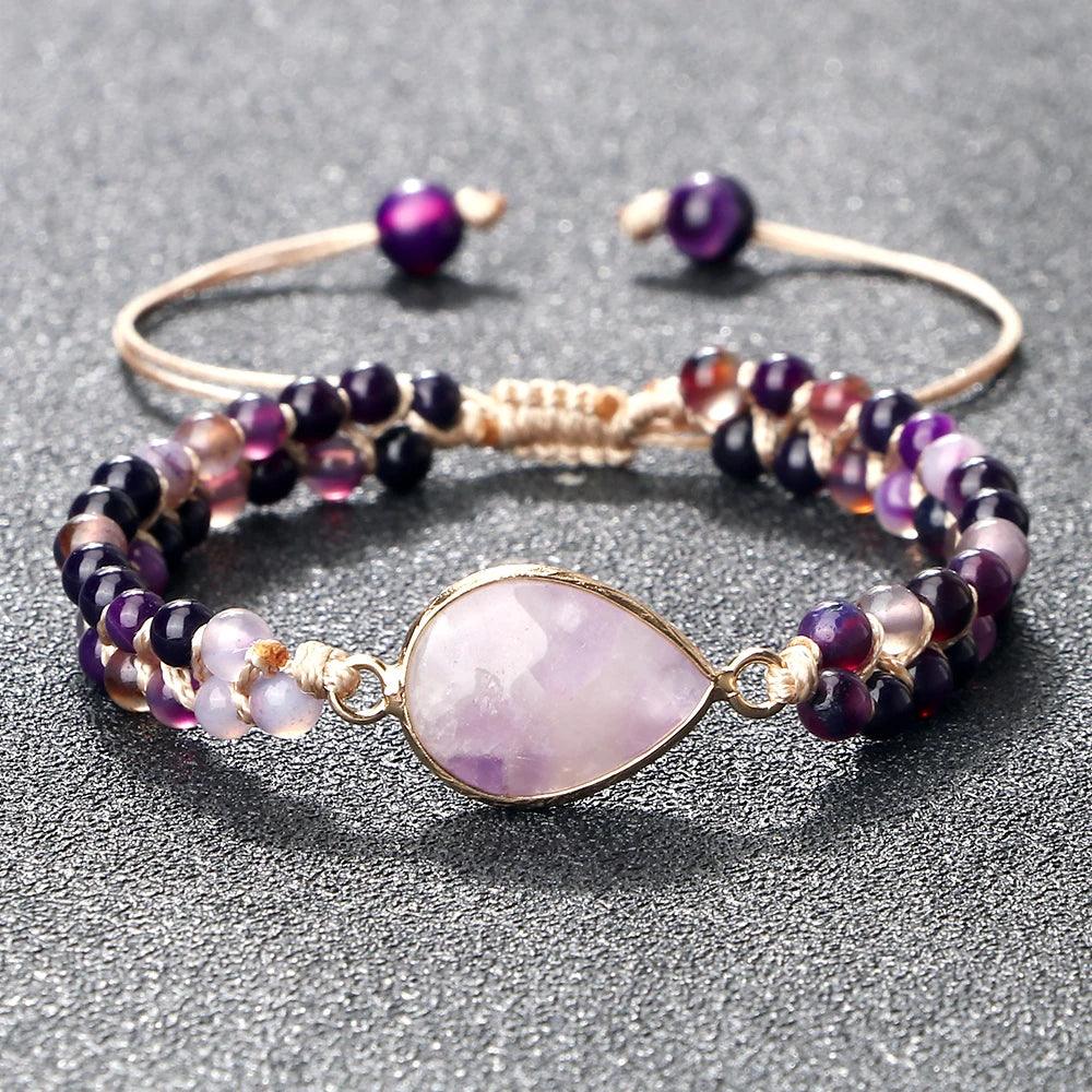 Pulsera Cuentas Amatista Morada - Piedra Mistica