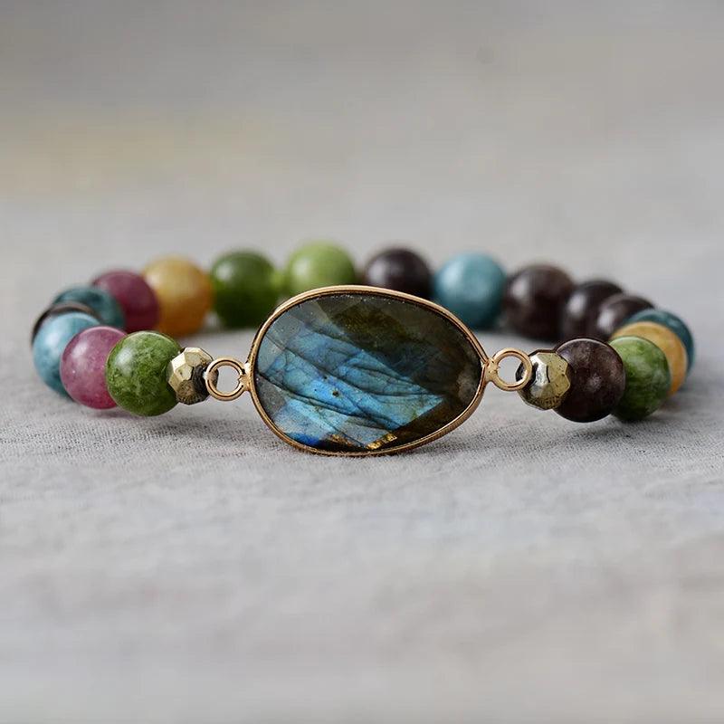 Pulsera Cuentas Multicolor Labradorita - Piedra Mistica