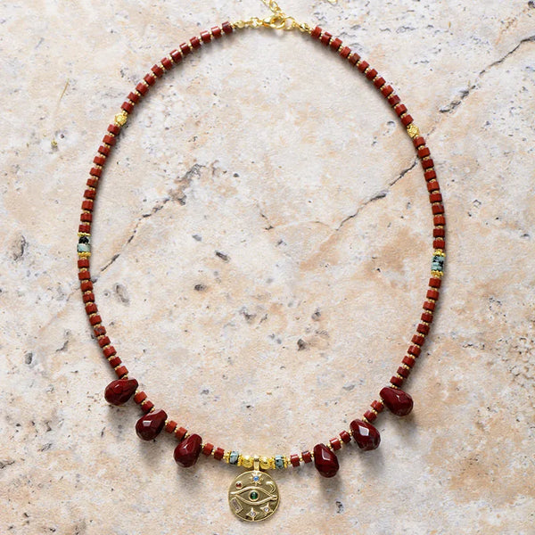 Collar Horus Jaspe Rojo - Piedra Mistica