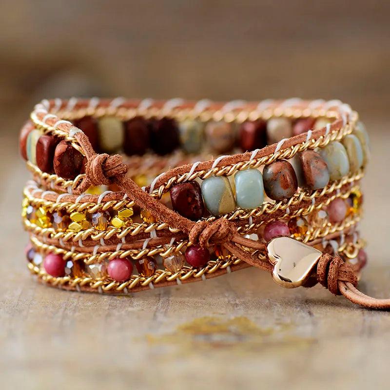 Pulsera Corazón de Jaspe Rosa - Piedra Mistica