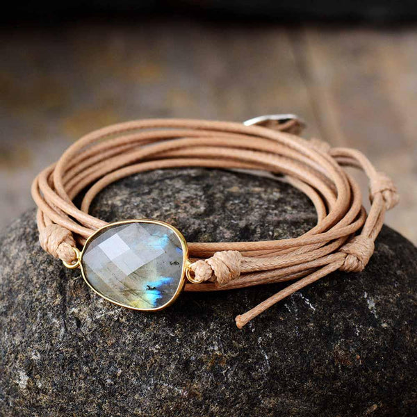 Pulsera de Cuerda Labradorita Natural - Piedra Mistica