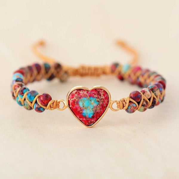 Pulsera Femenina Corazón De Colores - Piedra Mistica