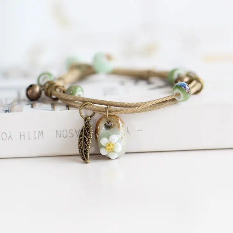Pulsera Margarita Con Cuentas De Cerámica - Piedra Mistica