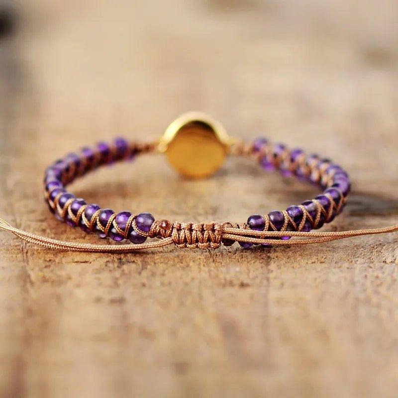 Pulsera Trenzada De Amatista - Piedra Mistica
