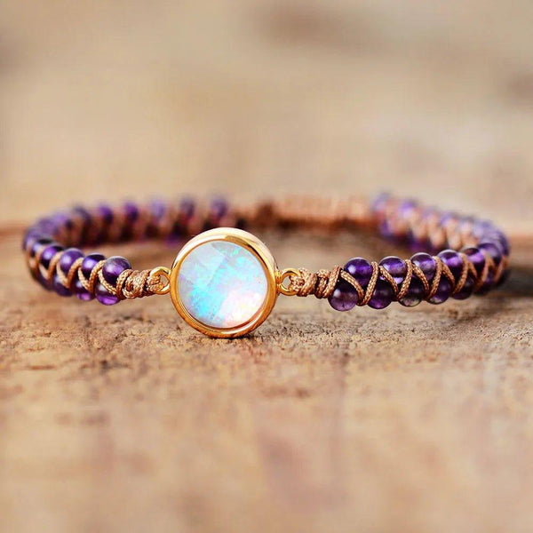 Pulsera Trenzada De Amatista - Piedra Mistica
